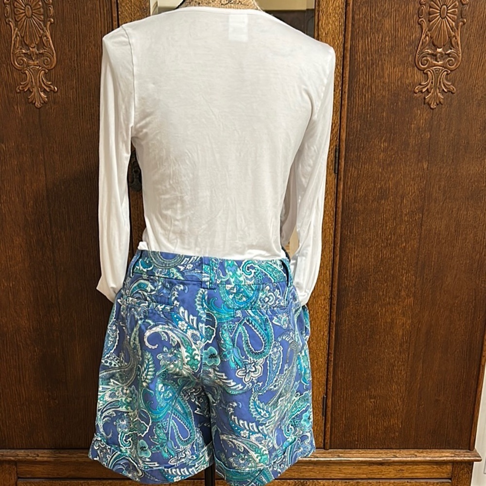 Vintage Ralph Lauren High Waist Blue Paisley Shorts - Picture 6 of 8